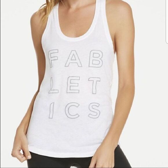 Fabletics White Reflective Tank Top (XS) - Picture 1 of 6